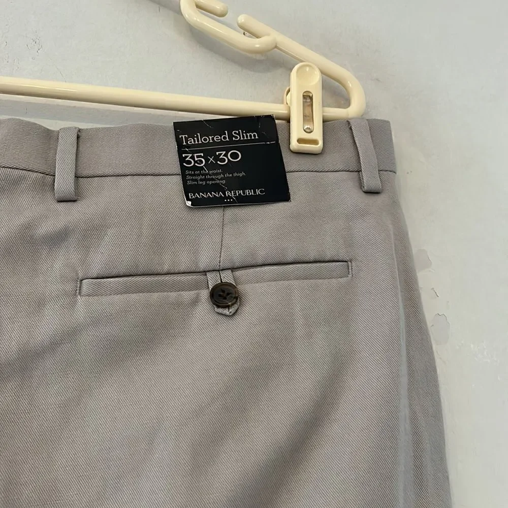 Banana Republic tan tailored slim fit pants Size 35 X 30 New